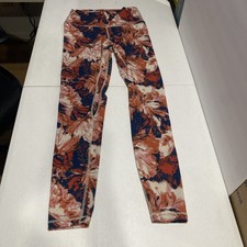 Women s Colorfulkoala Orange Floral Leggings Size Medium