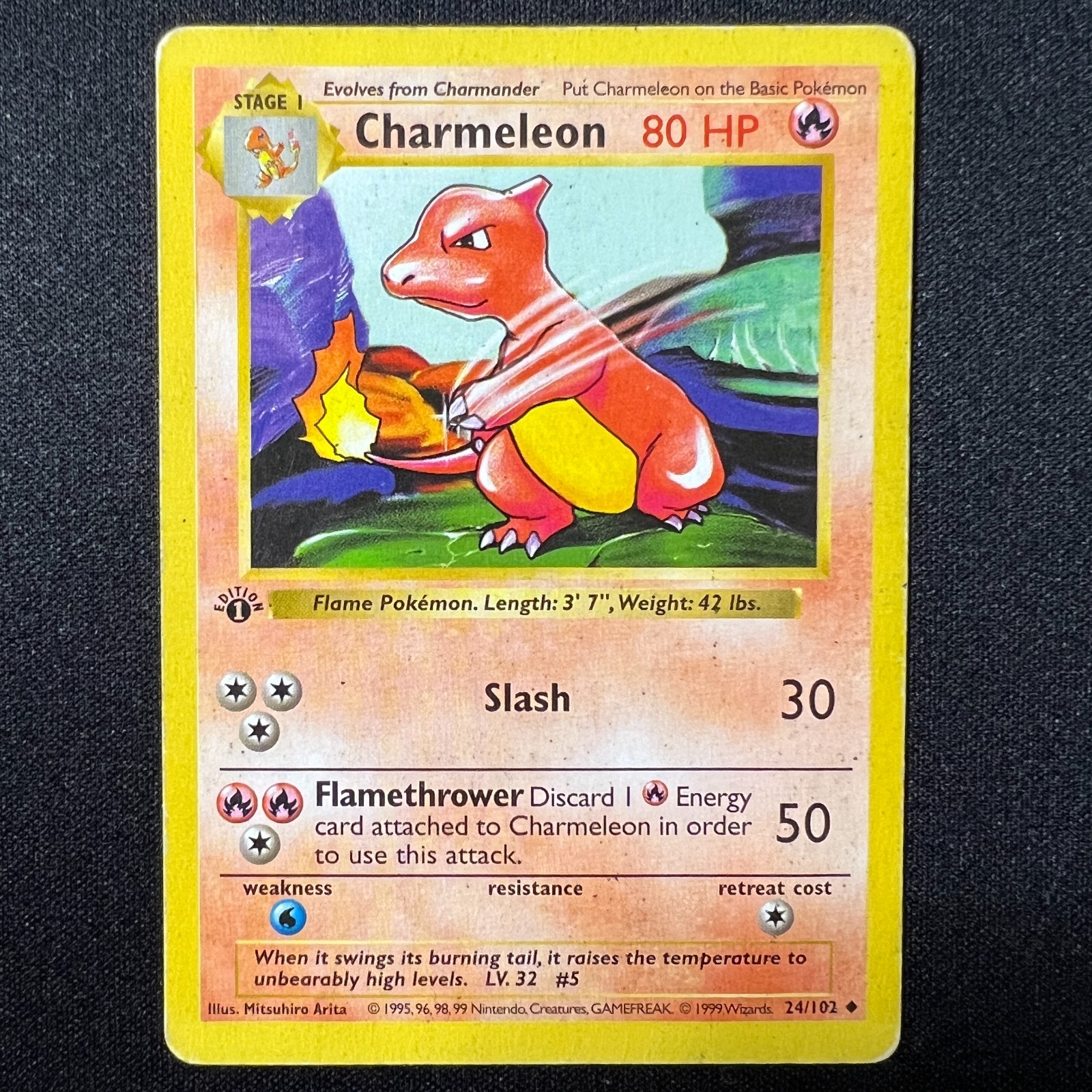 🔥 Charmeleon 24/102 – 1999 Base Shadowless 1st Edition – Pokemon Cards – MP