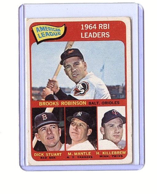 1965 Topps RBI Leaders Mickey Mantle/ Brooks Robinson/ Killebrew #5 ⭐️💥🎯VG+