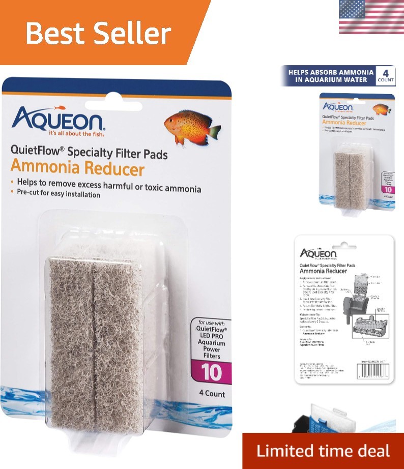 Aqueon 4 Pack Ammonia Reducer Pads for QuietFlow LED PRO 10 - Fish Friendly