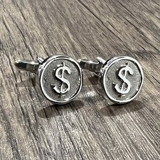 US Dollar Money Symbol Round Cufflinks Men Birthday Father  s Day Cufflink Box