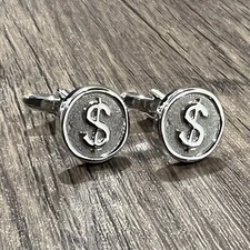 US Dollar Money Symbol Round Cufflinks Men Birthday Father’s Day Cufflink Box