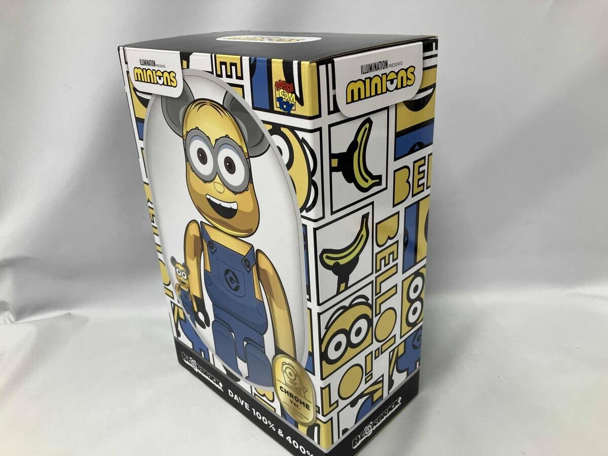 Unopened BE@RBRICK Minions DAVE CHROME Ver 400% 100% set