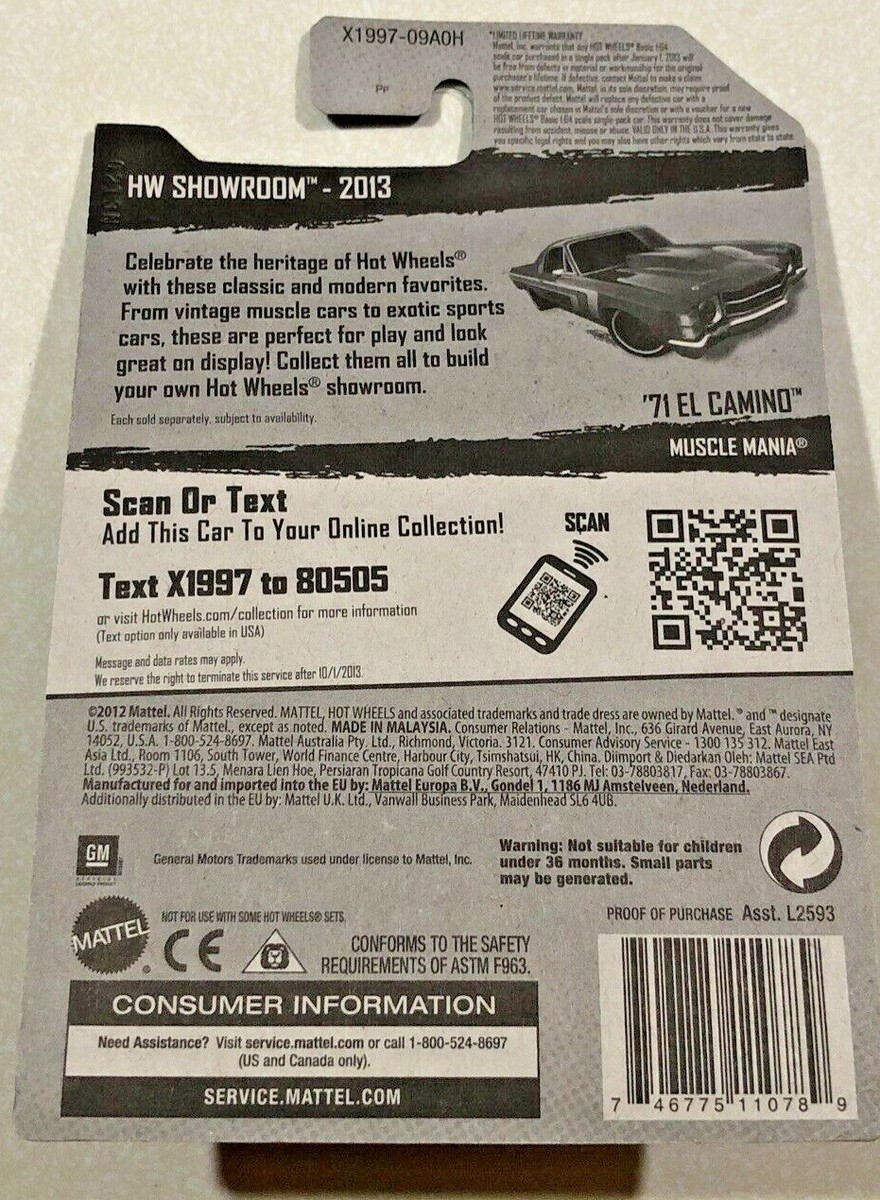 2013 Hot Wheels HW SHOWROOM 1971 El Camino 233/250 (Blue Version