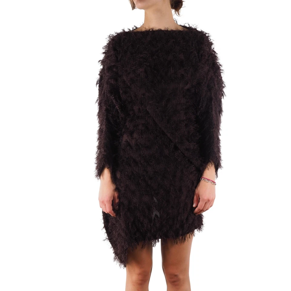 Vestido Issey Miyake Vintage Mujer Asimétrico Marrón Piel Transparente Talla M Hecho en Japón Foto 2 de 4