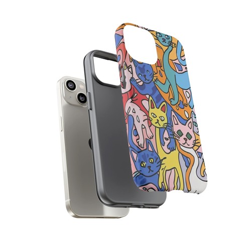 Abstract Trippy Cats Painting Phone Case for iPhone, Samsung Galaxy, Pixel - 第 52/173 張圖片