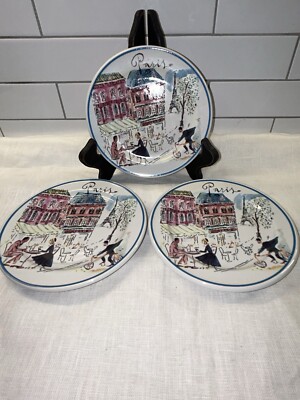 Set Of 3 Rosanna Paris Cafe  Plates - Made In Italy 5 1/2'' diameter French decor