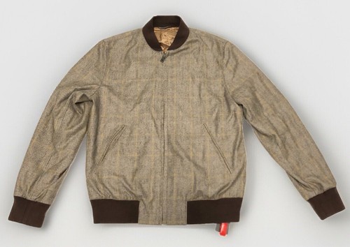Richard James Wool Houndstooth Check Bomber Jacket Brown Size M Slim RRP £490