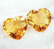 Natural Citrine 10.00 To 12.00 Cts Loose Gems Pair Heart Shape Certified Za16