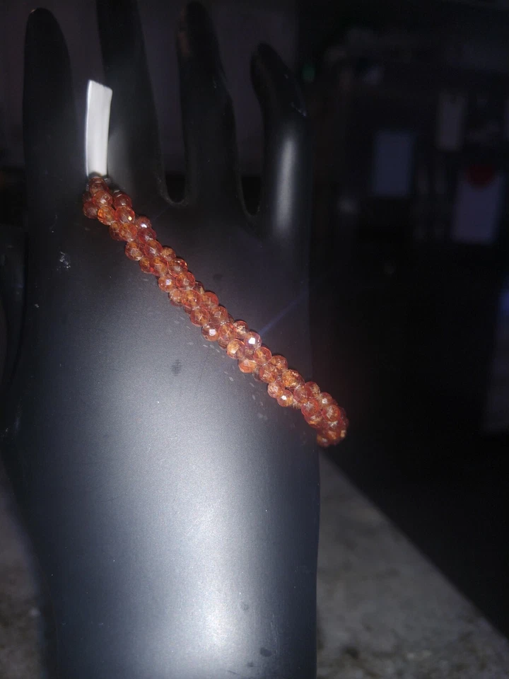 HERMOSO 50,60 Cts. de Hessonita Granate Cuentas MultiHebra Pulsera/Rodio/SS Foto 2 de 4