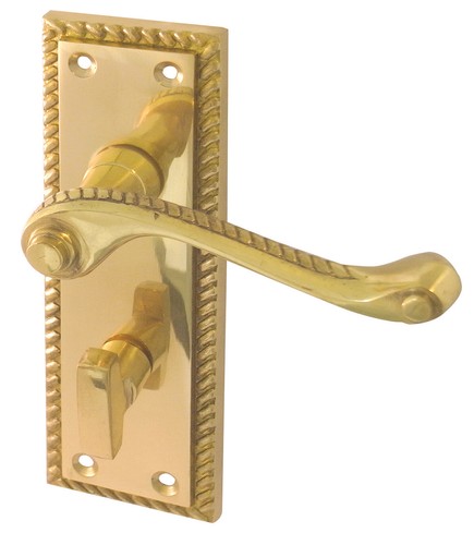 Juegos de manijas de puerta de latón pulido con manija de puerta tradicional georgiana - Imagen 7 de 8