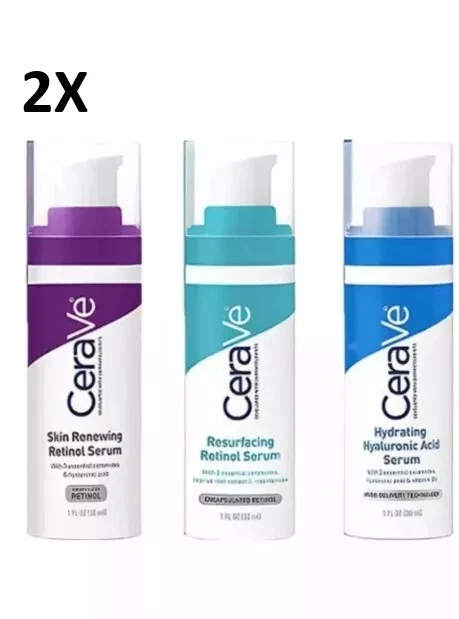 2x CeraVe Resurfacing Skin Renewing Retinol Hydrating Hyaluronic Acid Serum