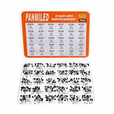 PANMILED 30 Values 600 Pieces Transistor Assortment Kit 2N2222 2N2907