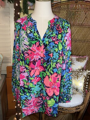 (取寄) リリー ピュリッツァー レディース エルザ トップly Pulitzer women Elsa Lilly Pulitzer Elsa Top Blue Tang Flocking Fabulous XXS at