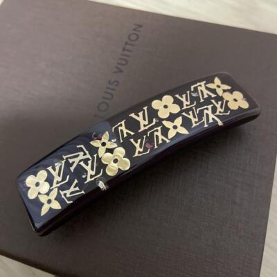 ルイヴィトン　ヘアピン LOUIS VUITTON Barrette Hair Clip Pin Monogram Inclusion Dark