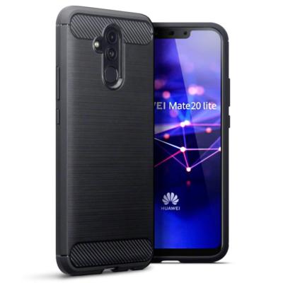 Für Huawei Mate 20 Lite Carbon Fiber Soft Schutzhülle Stoßfest Cover Schwarz 