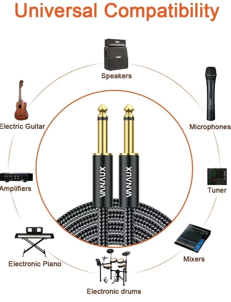 1/4 Inch Straight Instrument Cable 6.35mm Mono Jack TS Speaker Cable  - Image 4 of 4