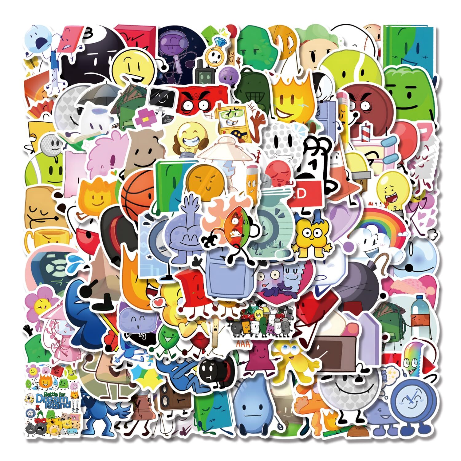 110pcs BFDI Cute Battle for Dream Island Stickers Vinyl Waterproof Decals Red