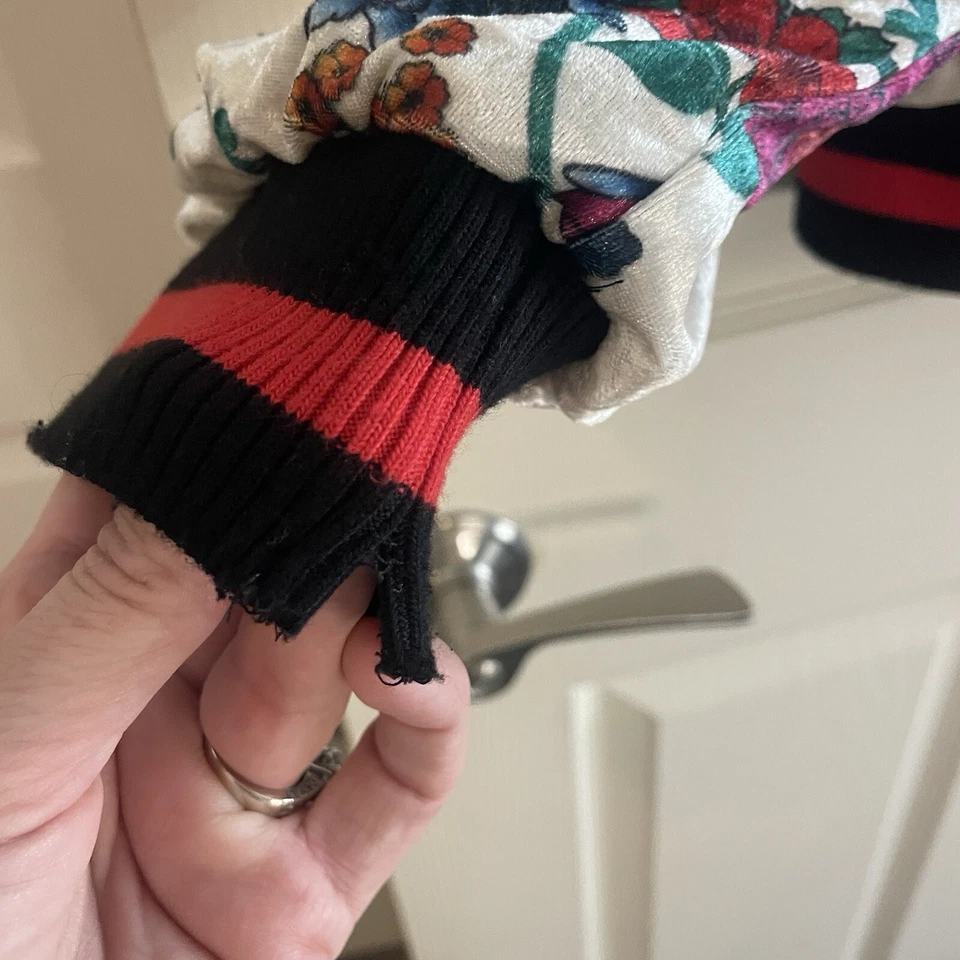 Jaqueta bombardeiro feminina Colleen Lopez floral veludo cobra estampa floral grande vintage - Imagem 3 de 4