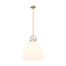 Innovations Newton Bell 1-Lt 16" Stem Pendant, BB/MWG - 410-1SL-BB-G412-16WH