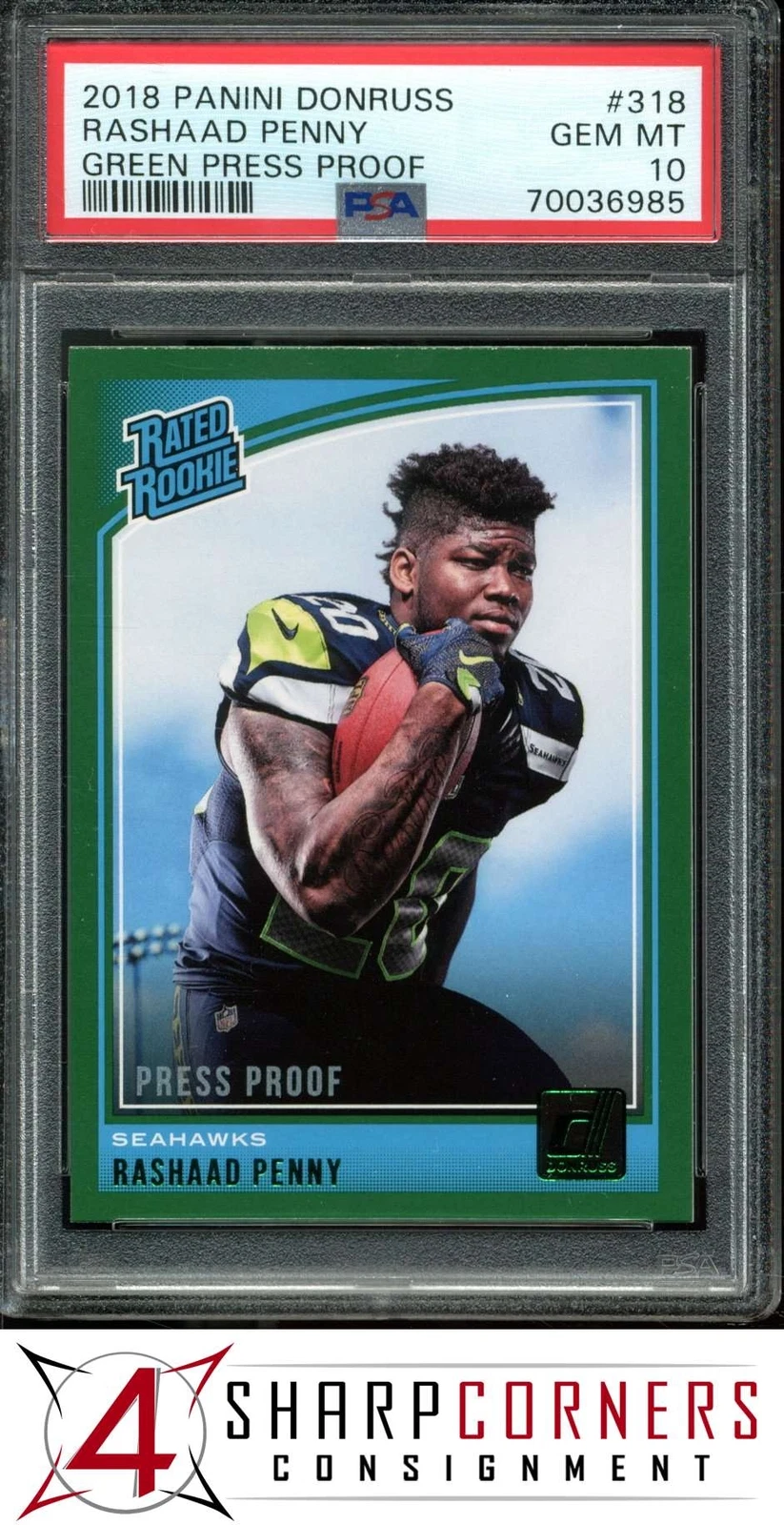 Rashaad Penny Panini Donruss #318 Green Press Proof