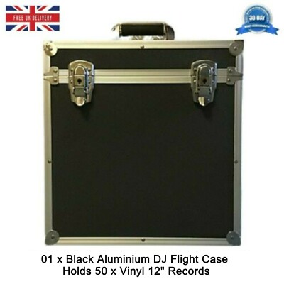 01 x SCHWARZ ALUMINIUM DJ FLIGHTCASE FÜR 50 x Vinyl 12'' Schallplatten STARKE BOX