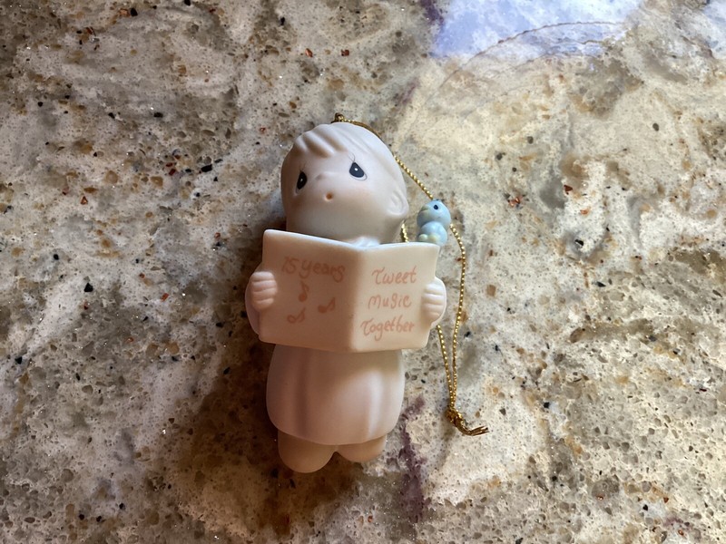 Precious Moments Ornament “15 Years Tweet Music Together”.  Boy.  #530840