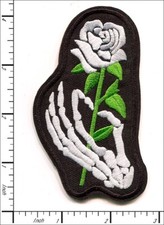 30 Pcs Embroidered Iron on patches Skull Hand with White Rose Flower AP021hE