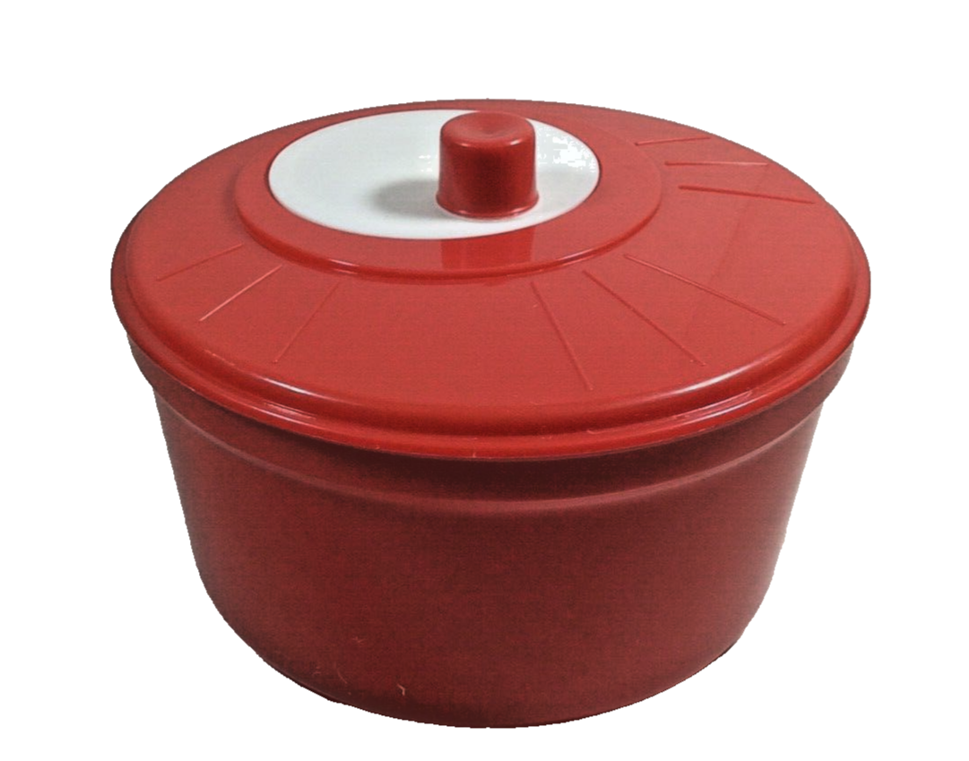 Retro 1960’s Salad Spinner/3 piece/Red&White Plastic/Works Great!
