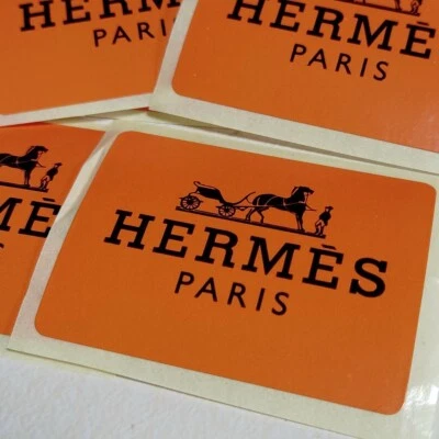 HERMÈS Authentic Hermes 5 Stickers Gift Wrap LOGO boutique 3.5 x 4.5 cm