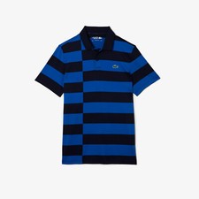 Lacoste Men's Short Sleeve Striped Regular Fit Polo Shirt, Blue/Navy, Sz M 4 