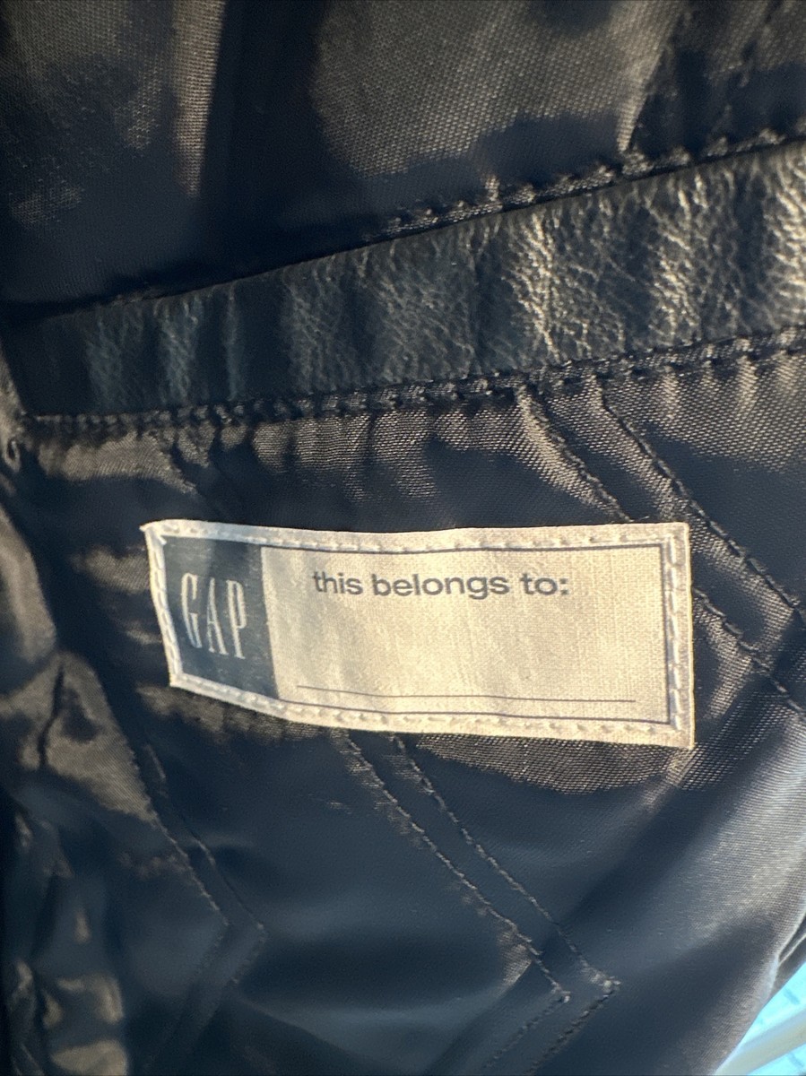 GAP Kids S Black Genuine Leather Jacket Zip Front Lined Coat VTG