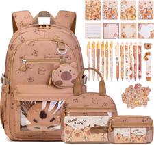 Capybara Backpack for School Girls with Lunch Box  Pencil Case