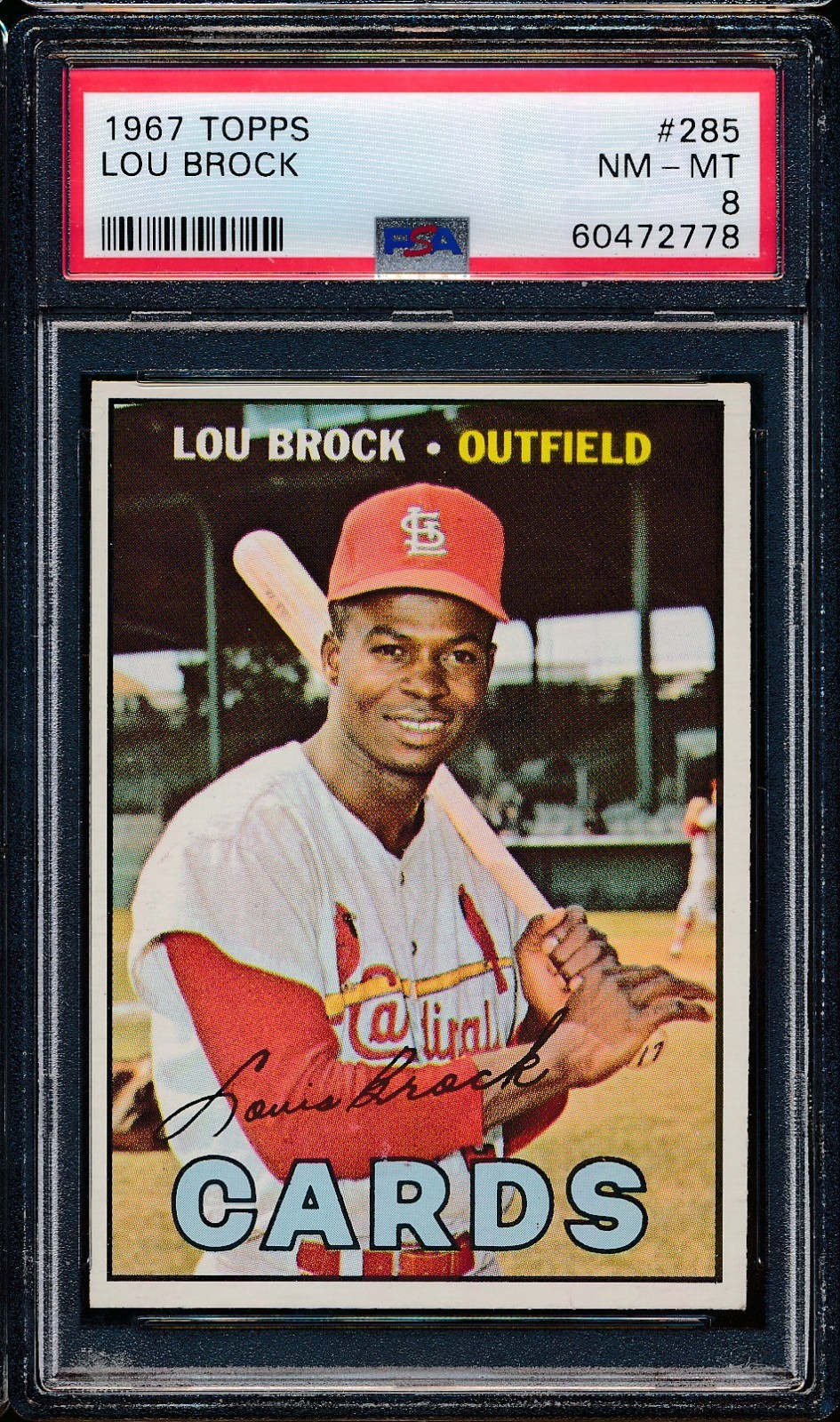 EL.HE32 1967 Topps 285 Lou Brock PSA 8 NM-MT