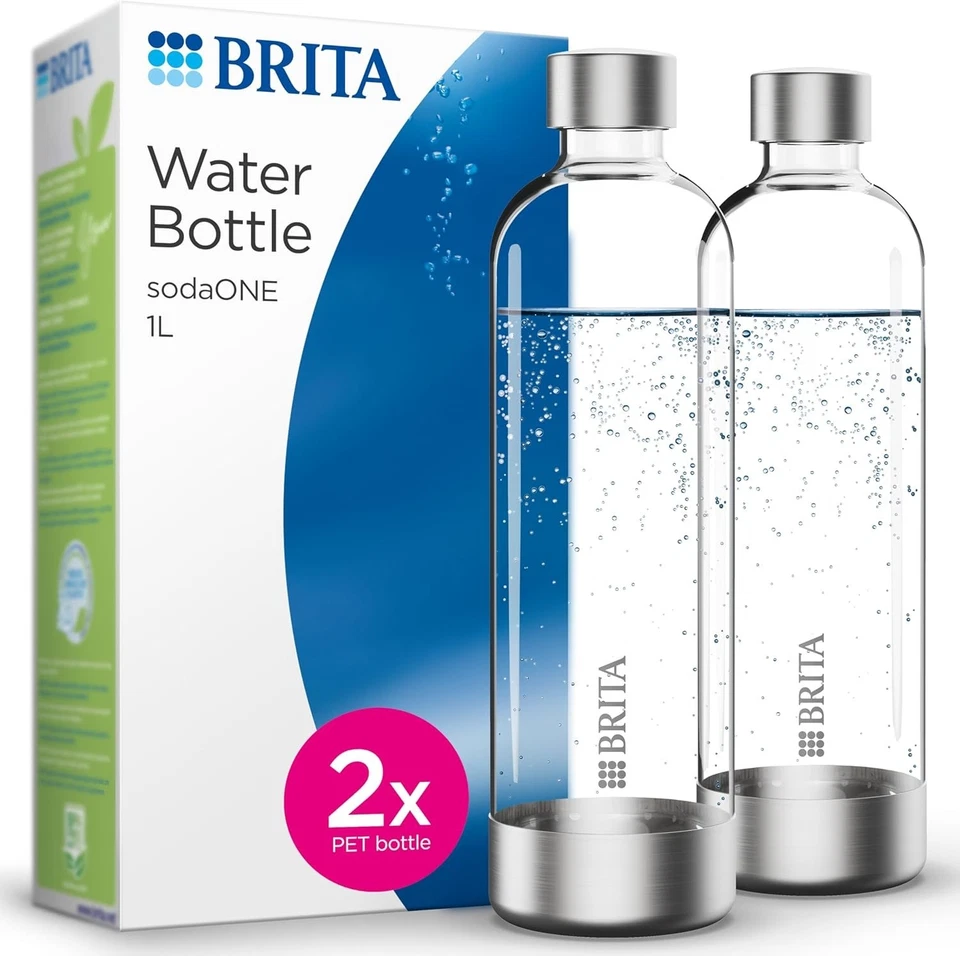 BRITA SodaOne PET Bottle (2x 1 L) Confezione da 2 bottiglie per gasatore sodaONE