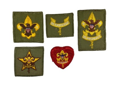1950s-60s Boy Scouts Complete Rank Set Tenderfoot - Life Patch WORN (WSJ995)