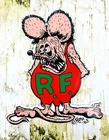 VINTAGE 8x6.5" RF RATFINK PETROLEUM PORCELAIN GAS PUMP STATION MOTOR OIL SIGN