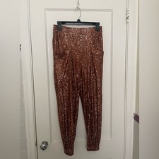 Free People Morelia Sequin Jogger Pants in Bronze