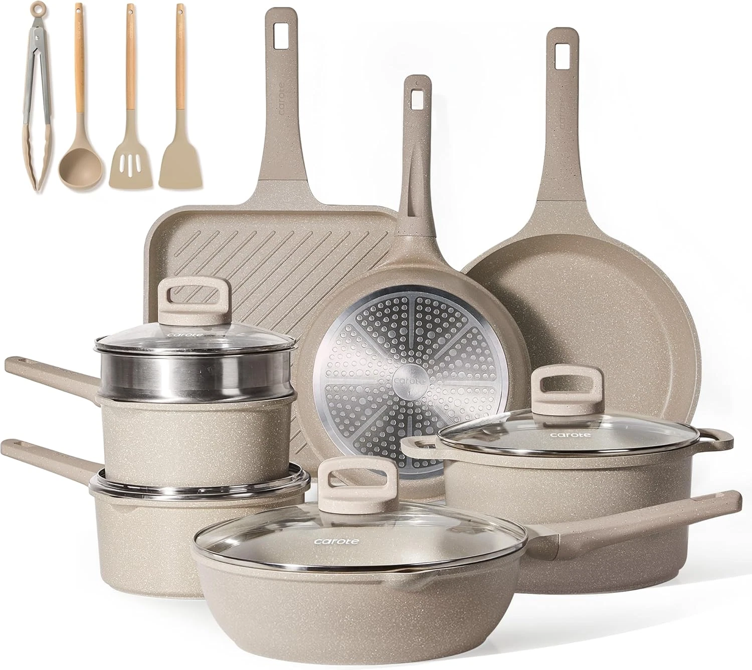 Pots and Pans Set Non Stick, 16Pcs Kitchen Cookware Set, Stackable Induction Coo