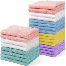 24 Pack Baby Washcloths, Multicolor Microfiber Coral Fleece, 7" X 9", Ultra Soft