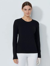 Daily Sports Ancona Super Stretch Round Neck Golf Top Ribbed Plain Black New M