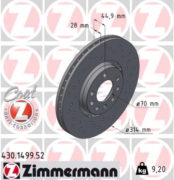 2X Bremsscheibe Sport Z Zimmermann 430.1499.52 FüR Saab Opel Vectra Signum D79-image