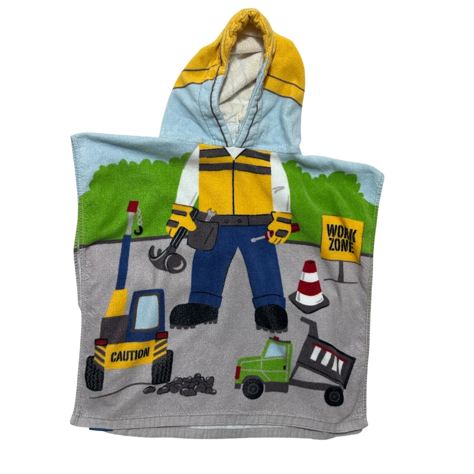 Boathouse For Kids Construction Theme Hooded Bath Towel Poncho Work Zone Trucks