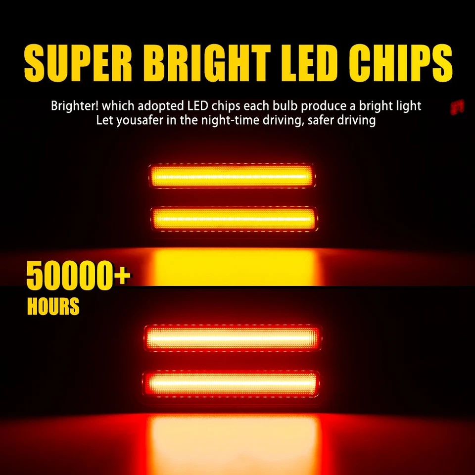 Luces de señalización laterales LED rojas ámbar F&R para Pontiac Firebird ahumadas Fit 70-81 Foto 4 de 4