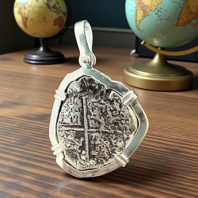 ATOCHA SOLID SILVER COIN ODD SHAPE PENDANT LARGE SIZE