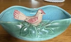 Vintage McCoy "Bird Bath" Turquoise Blue Bowl Planter with Cardinal