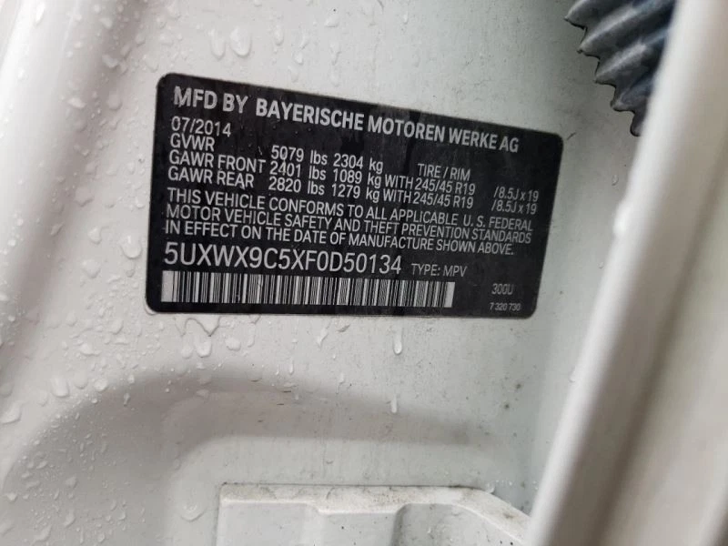 BMW X3 2014-2017 puerta trasera izquierda lado conductor blanco alpino Foto 3 de 4