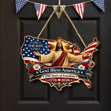USA 250th Anniversary Door Sign 250 Years Of Freedom Patriotic Eagle Front Door