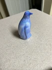Fenton Blue Slag Glass Figurine Standing Penguin With Fenton Sticker