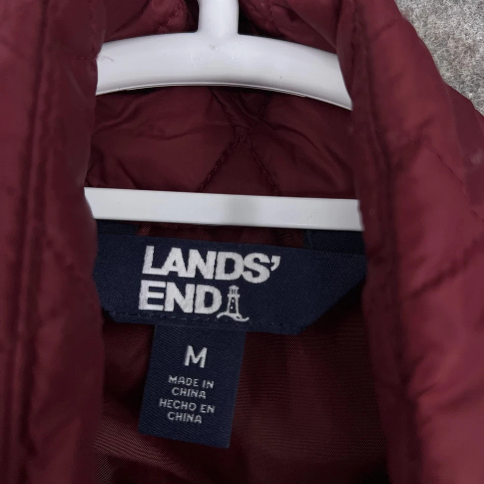 Lands End Vest Womens Medium Burgundy Quilted Puffer Zip Front Sleeveless - Image 3 of 4